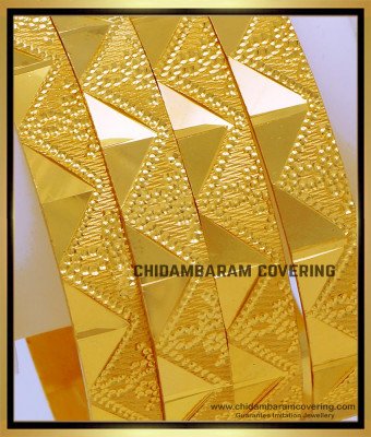 BNG708 - 2.4 Size Beautiful Gold Covering South Indian Bangles Set 