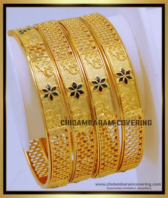 BNG710 - 2.8 Size Flower Design Light Weight Enamel Bangles Set 
