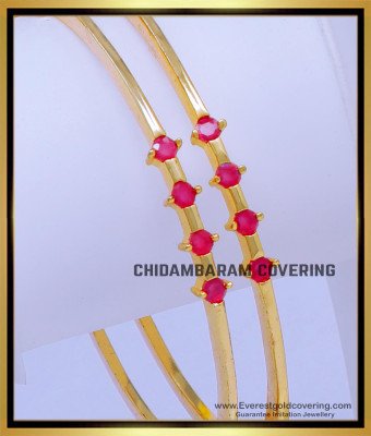 BNG777 - 2.8 Size One Gram Gold Ruby Bangle Design for Women