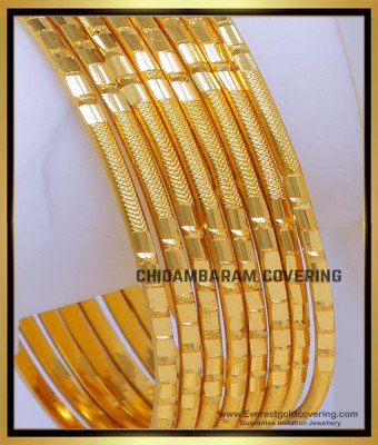 BNG788 - 2.8 Simple Gold Bangles for Daily Use 8 Bangles Set