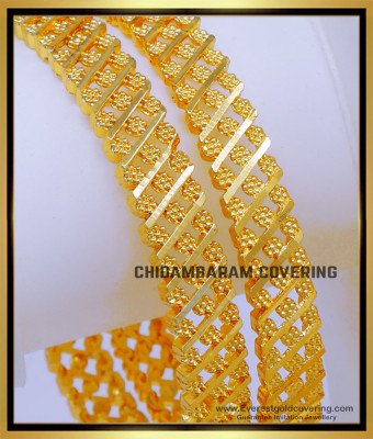 BNG803 - 2.8 Size Bridal Wear Gold Design 1 Gram Gold Bangles Set