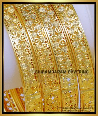 BNG816 - 2.4 Size Bridal Wear 4 Bangles Set Gold Designs for Wedding