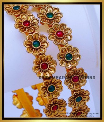 BNG841 -2.8 South Indian Traditional Antique Gold Bangles Online