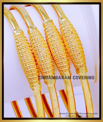 BNG846 - 2.4 Size New Model Daily Use Plain Gold Covering Bangles 