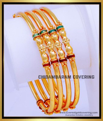 BNG847 - 2.6 Simple Enamel Design 2 Gram Gold Plated Bangles Online