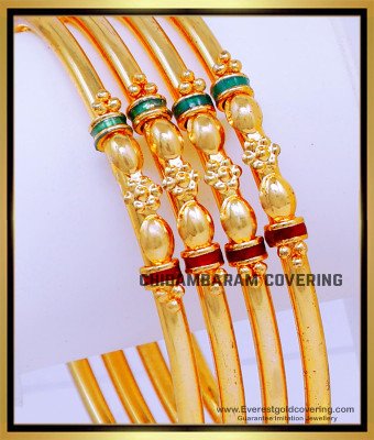 BNG847 - 2.6 Simple Enamel Design 2 Gram Gold Plated Bangles Online
