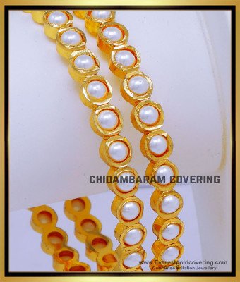 BNG865 - 2.6 Beautiful Latest Collection Gold Design Pearl Bangles