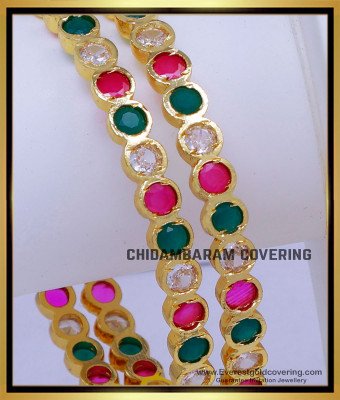 BNG869 - 2.10 Wedding Wear Multi Stone Impon Bangles Online Shopping