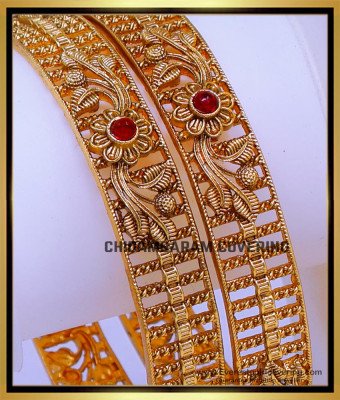 BNG893 - 2.8 South Indian Modern Antique Gold Bangles Designs