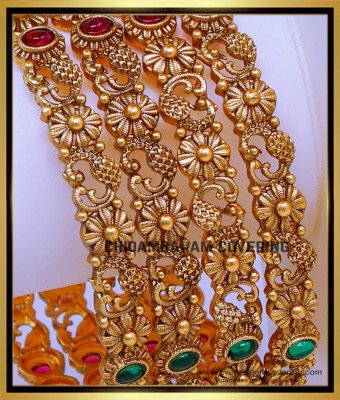 BNG894 - 2.8 Trendy Bridal Wear Gold Design Antique Bangles Set