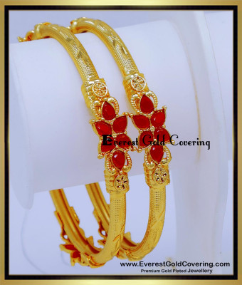 BNG906 - 2.8 Latest Light Weight Forming Gold Stone Bangles Design