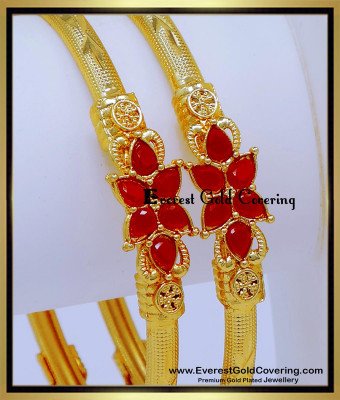 BNG906 - 2.8 Latest Light Weight Forming Gold Stone Bangles Design
