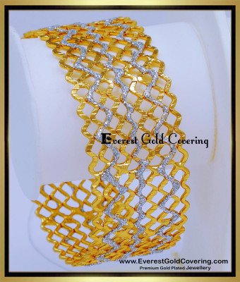 BNG911 - 2.10 Latest Collection Dubai White Gold Bangles Design 