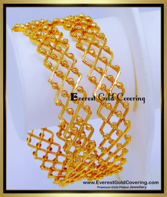 BNG917 - 2.8 High Quality Gold Plated Zic Zac Pattern Bangles
