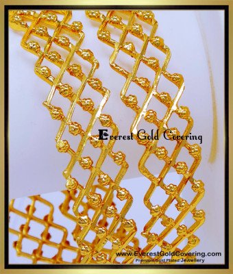 BNG917 - 2.8 High Quality Gold Plated Zic Zac Pattern Bangles