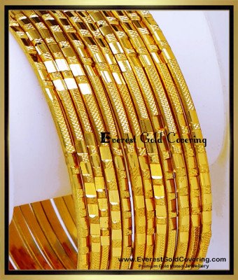 BNG951 - 2.8 South Indian Bridal Gold Plated Bangles Set Of 12