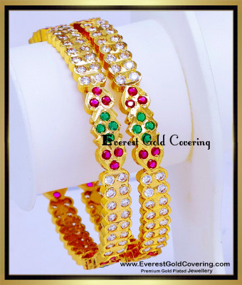BNG979 - 2.8 Traditional Multi Stone Impon Bangles Wedding Collection