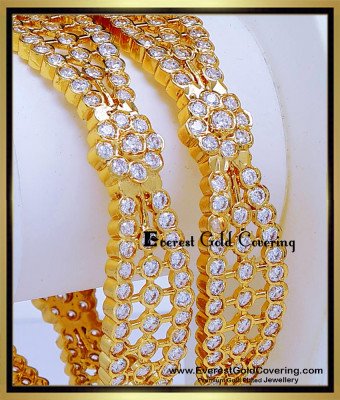 BNG995 - 2.6 New Trends Impon Jewellery White Stone Bangles Set