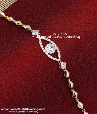 BCT605 - Party Wear White Stone Rose Gold Bracelet for Girls