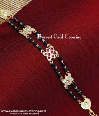 BCT614 - New Black Crystal with Ad Stone Impon Bracelet Design