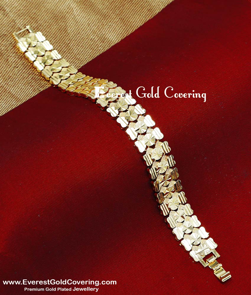 gold broad bracelet for men