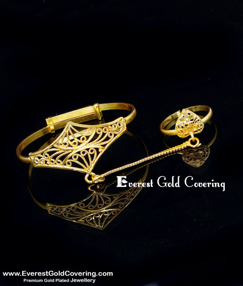 Kids bracelet with ring attached gold for baby