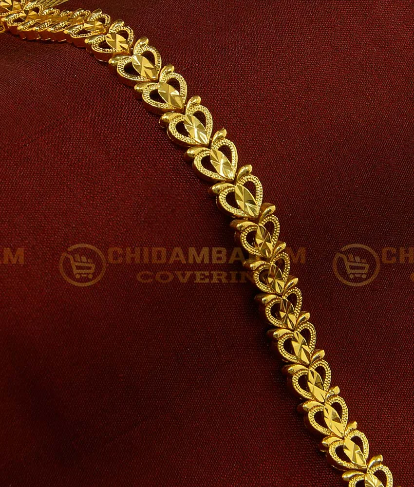 Buy Stunning Gold One Gram Gold Heart Design Hand Chain Bracelet for Girls