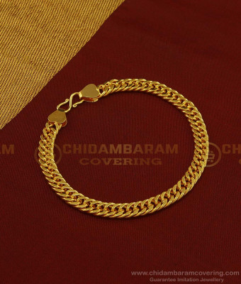 BCT201 - 7.5 Inch Real Gold Bracelet Design One Gram Gold Plated Cuban Link Chain Solid Bracelet