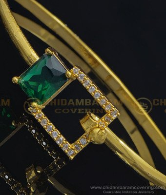BCT249 - 2.6 Size Elegant Green Stone Gold Kappu Bangles Type Bracelet for Girls