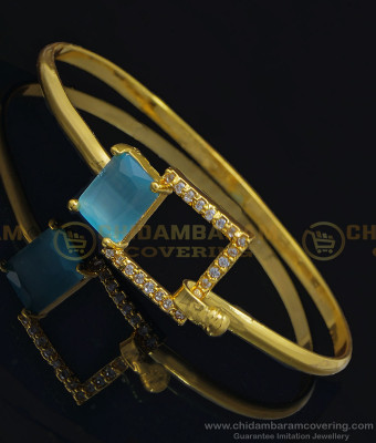 BCT252 - 2.6 Size Unique First Quality Gold Plated Blue Stone Party Wear Bracelet Online