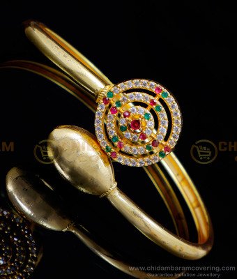 BCT449 - Trendy White and Ruby Women Stone Bracelet Design Gold