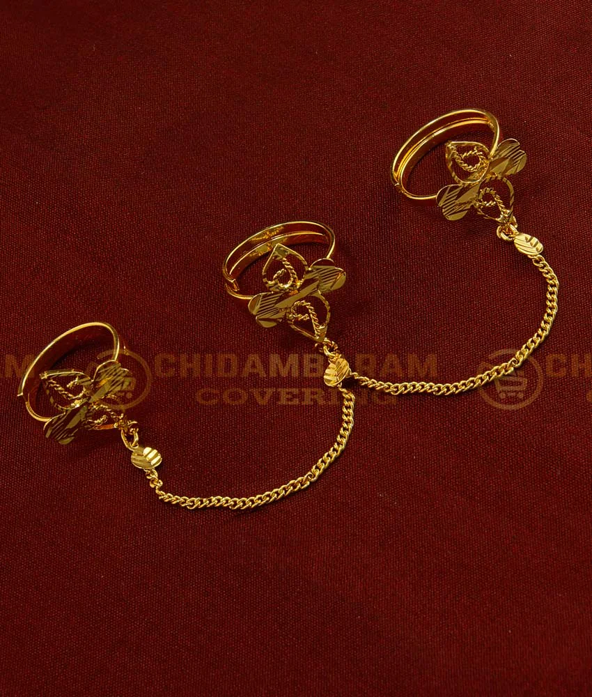 Buy Simple and Unique One Gram Gold Adjustable Three Finger