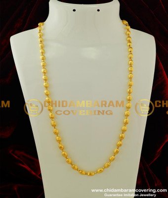 CHN073-LG - Latest One Gram Gold Kerala Mani Mala Designs Chain Gold Mohan Mala Design Buy Online