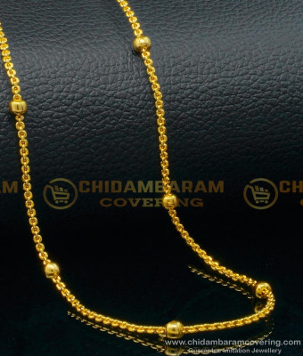 CHN229 - 24 Inches Simple Balls Design Daily Wear Gold Plated Thin Chain for Ladies