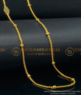CHN229 - 24 Inches Simple Balls Design Daily Wear Gold Plated Thin Chain for Ladies