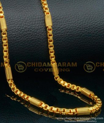 CHN232-LG - 30 Inches Long Latest Gold Plated Designer Long Chain for Men and Women