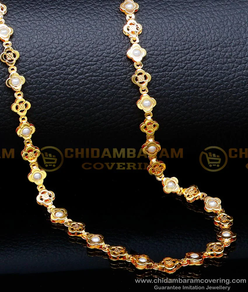 Buy Trendy Pattern 1 Gram Gold Plated Beads Chain for Ladies