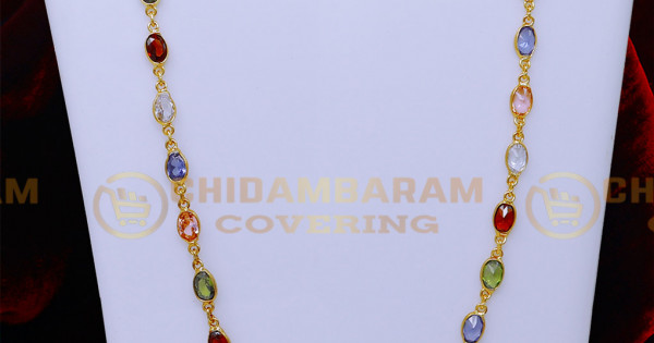 Buy Latest Design Multi Colour Stone Gold Chain Designs Ladies
