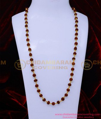 CHN336-LG - 30 Inches One Gram Gold Plated Men Single Rudraksha Gold Chain Design