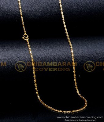 CHN338-LG - 30 Inch 1 Gram Gold Plated Light Weight Gold Chain Designs Ladies