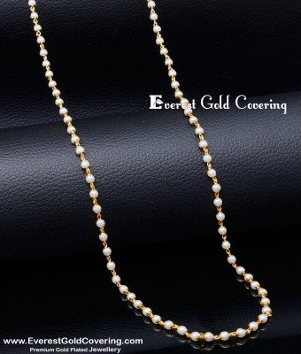 CHN352 -LG- 30 Inches Trendy Daily Use Gold Plated Muthu Mani Mala Designs