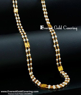 CHN354 -LG- 30 Inches Classic Double Layer Pearl Chain Design for Women
