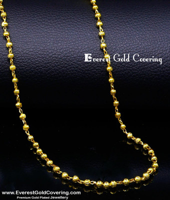 CHN406 - Gold Plated Ball Model Light Weight Long Chain for Saree