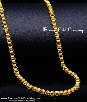 CHN412 - Stylish Daily Wear Long Gold Plated Chain for Man