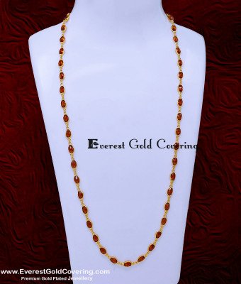 CHN419 - New Model Honey Colour Stone Gold Plated Chain for Women
