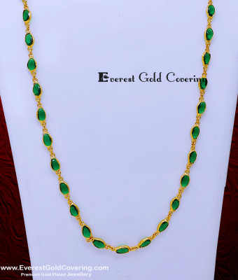 CHN421 - Unique Green Stone New Model Simple Long Chain Designs