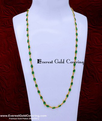 CHN421 - Unique Green Stone New Model Simple Long Chain Designs