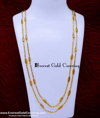 CHN423 -LG- 30 Inch South Indian 2 Line Gold Chain Designs for Women