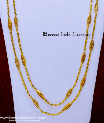 CHN423 -LG- 30 Inch South Indian 2 Line Gold Chain Designs for Women