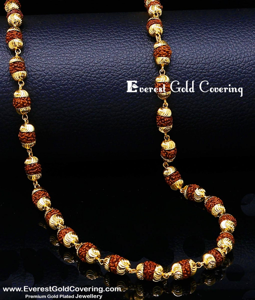 CHN433 - Premium Gold Forming Long Lasting Rudraksha Chain